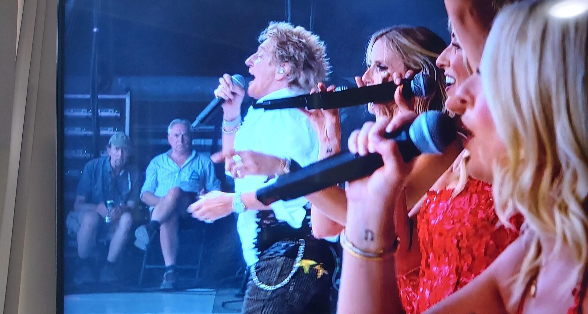 Currently watching Rod Stewart at Glastonbury. These guy look thrilled!