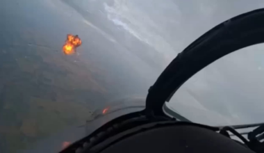 Ukrainian Mi-24V helicopters shoot down Russian Shahed-136 kamikaze drones using YakB-12.7 four-barreled machine guns