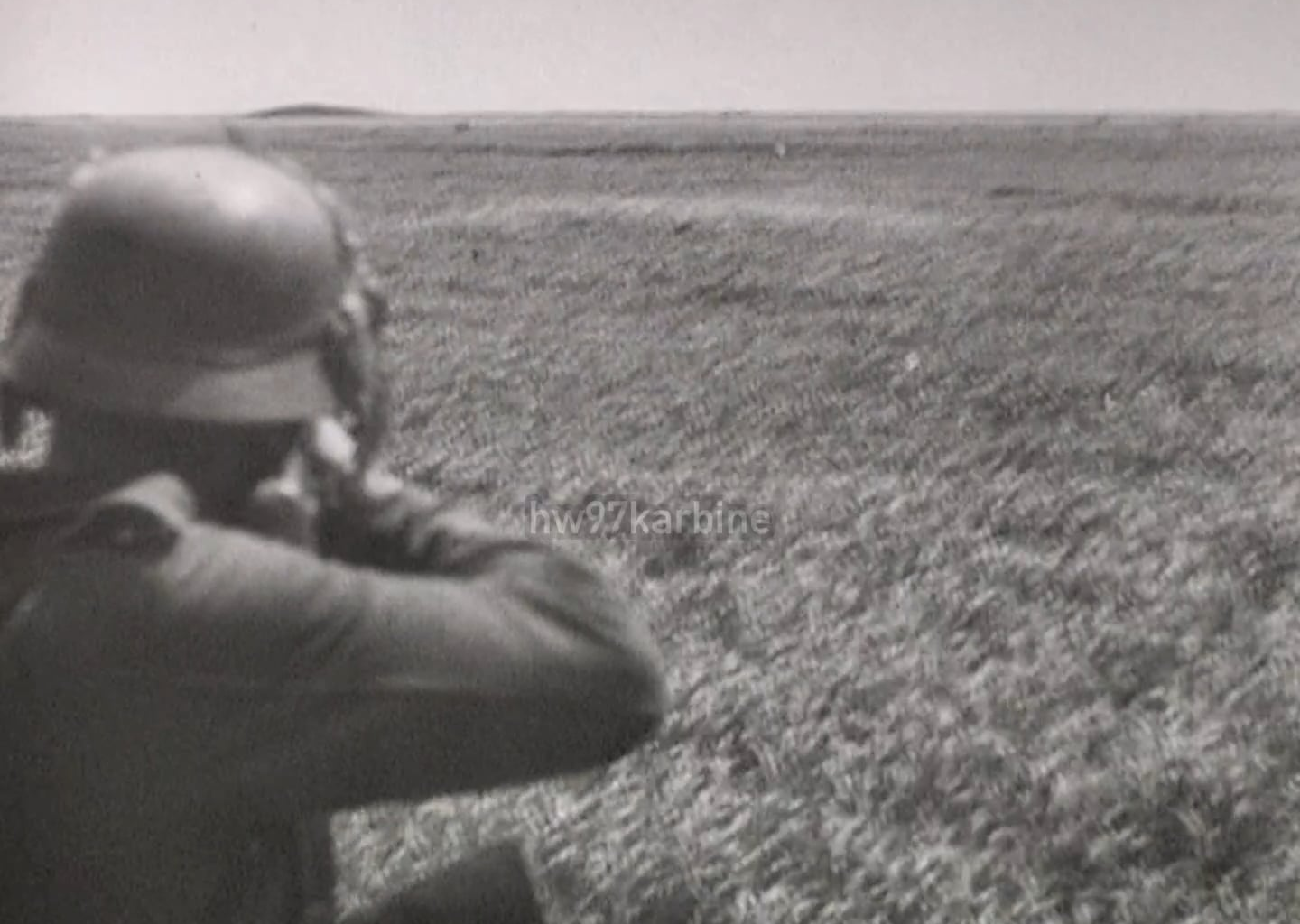 German troops firing at their Soviet counterparts running from cover in Ukraine in 1942