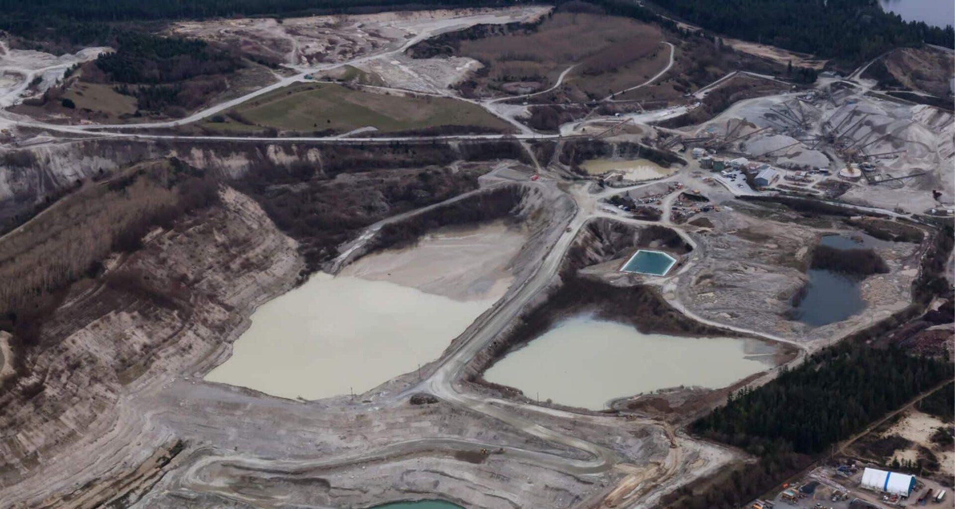 Aerial View Of Copper Mine Industry In Sechelt, Sunshine Coast, British Columbia, Canada