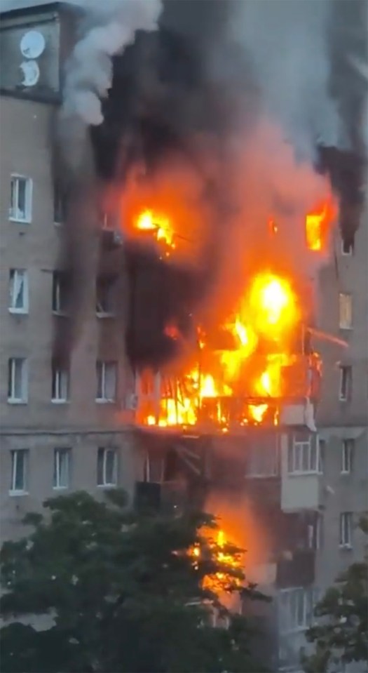 Aftermath of a Russian attack on a building in Kharkiv, Ukraine.