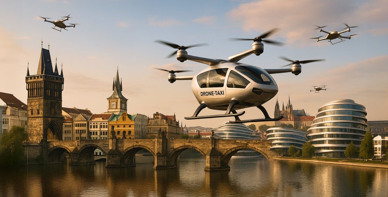Drone taxis and fairly cheap beer: AI predicts how Prague will change by 2050