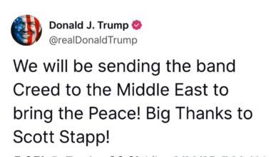 Trump will be sending the band Creed to the Middle East!