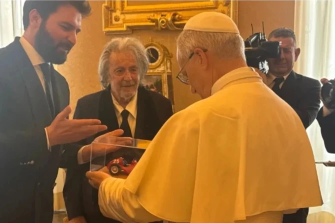 Actor Al Pacino meets with Pope Leo XIV at the Vatican