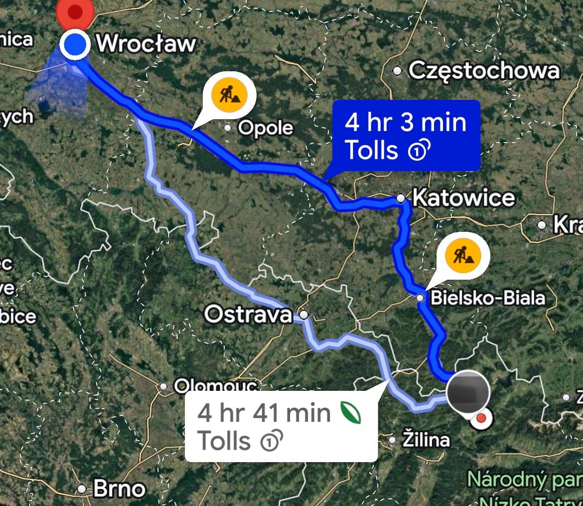 Katowice to Wrocław tolls