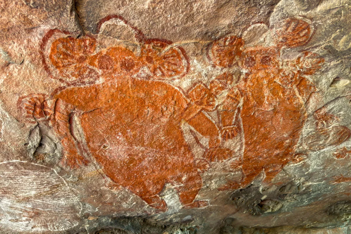 Photo of ancient Wandjina art in Western Australia.