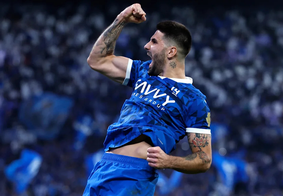 Soccer Football - Saudi Pro League - Al Hilal v Al Qadsiah - Kingdom Arena, Riyadh, Saudi Arabia - May 26, 2025 Al Hilal's Aleksandar Mitrovic celebrates scoring their first goal REUTERS/Hamad I Mohammed
