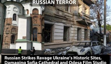 Russian strikes devastate Ukraine’s cultural sites: Sofia Cathedral’s 11th-century apse cornice damaged in Kyiv, and Odesa Film Studio’s pavilions, warehouses, and “Dovzhenko” film sets destroyed. UNESCO must act—Russia should be expelled.