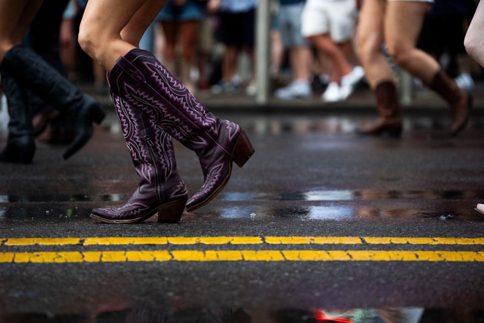Line Dancers perform on Broadway on the second day of CMA Fest in Nashville , Tenn., Friday, June 6, 2025.