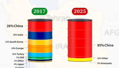 [OC] Share of Iran's monthly oil exports 2017 vs. 2025
