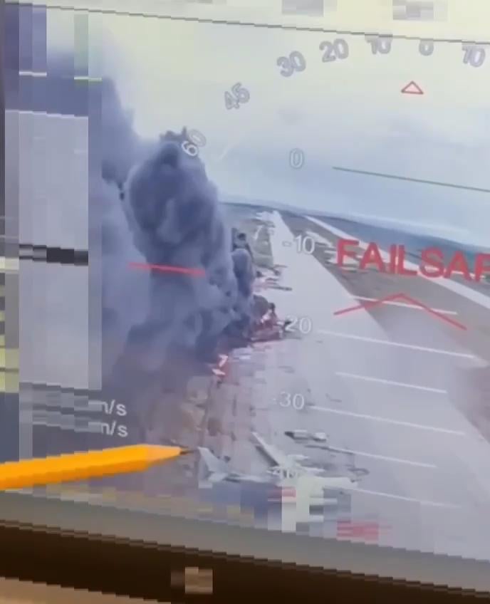 Russian Tu bombers burning at Olenya Air Base after Ukrainian strike