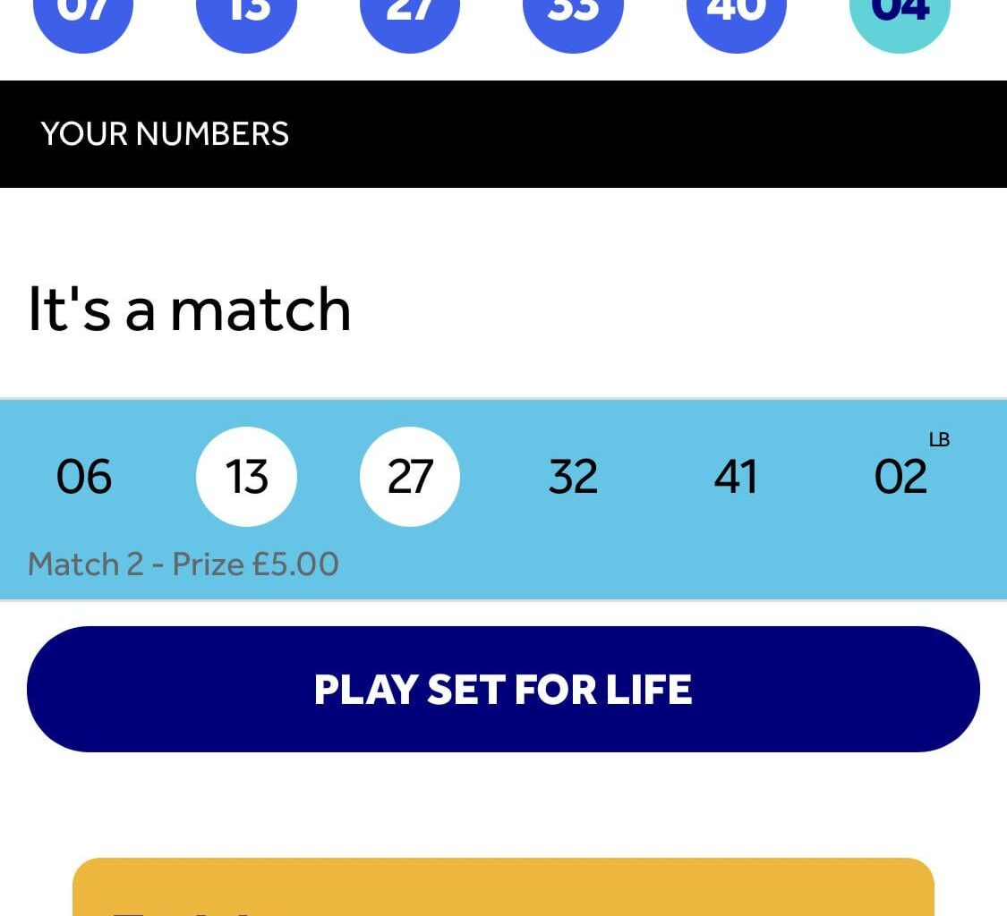 I almost won set for life the other week, better luck next time?