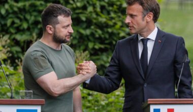 Macron has announced an “unprecedented sanctions package” against Russia, coordinated with the UK, US, Canada, and Japan