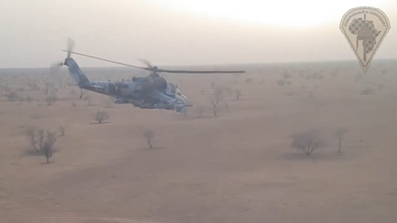 Russian Africa Corps footage of helicopter attacks in Mali