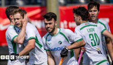 Ireland celebrate beating Belgium