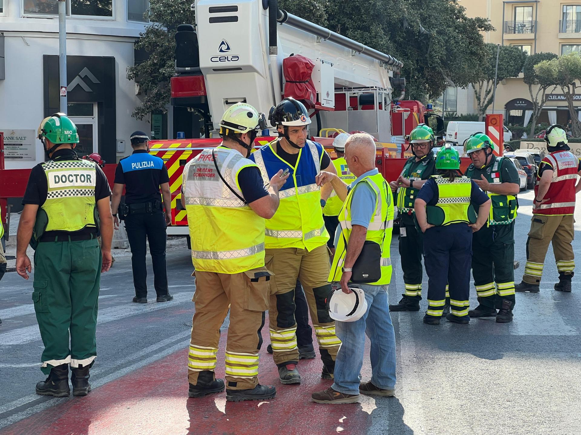 Members of the Civil Protection Department on site on Friday. Photo: Chris Sant Fournier Members of the Civil Protection Department on site on Friday. Photo: Chris Sant Fournier