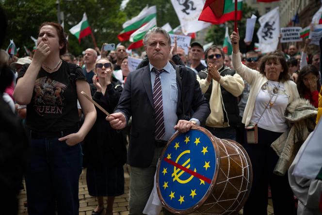 During a protest against Bulgaria's entry into the eurozone in Sofia, May 31, 2025.