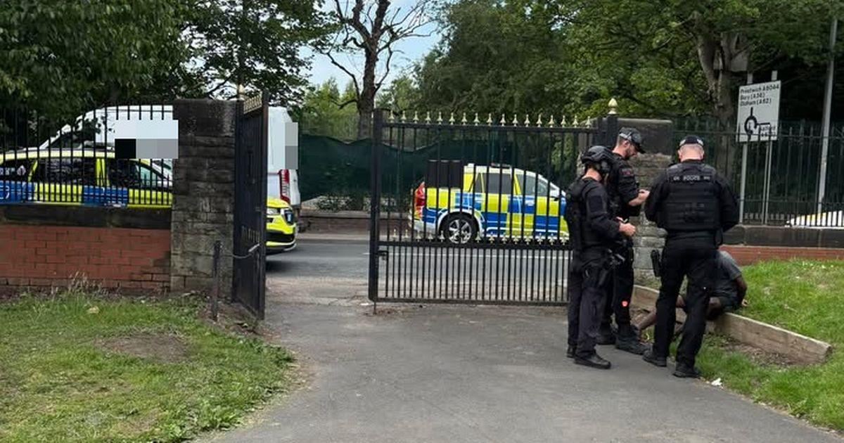 Armed police descend on scenes across Greater Manchester after shot fired at group on street