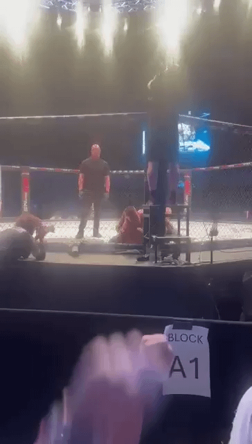 Irish MMA fighter Paddy McCorry shouts "FREE PALESTINE!" while landing devastating elbows on Israeli fighter Shuki Farage, securing victory inside the cage.