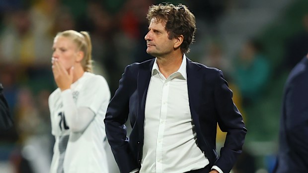 PJoe Montemurro looks on during the international friendly match between the Matildas and Slovenia.