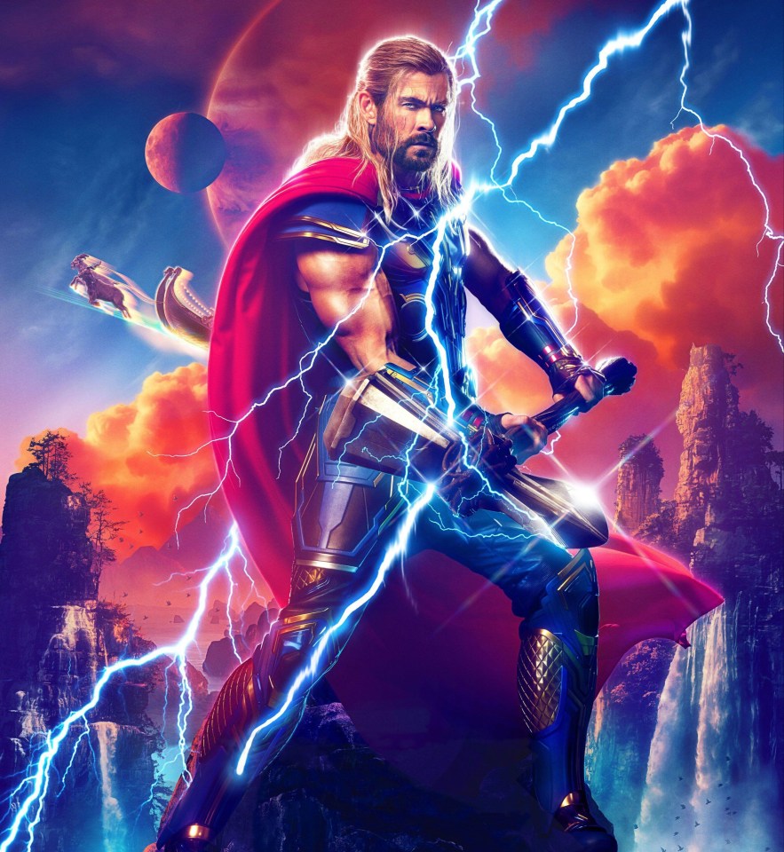 Illustration of Thor wielding Stormbreaker.