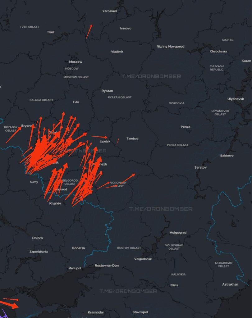 Ukrainian long-range drones and USVs are attacking Russian military installations. The information is current as of 22:00.