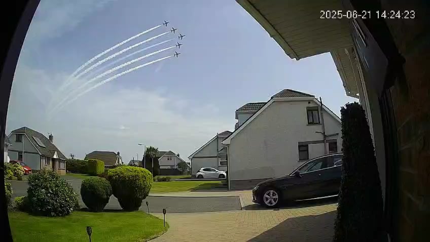 Red Arrows caught on our doorbell camera