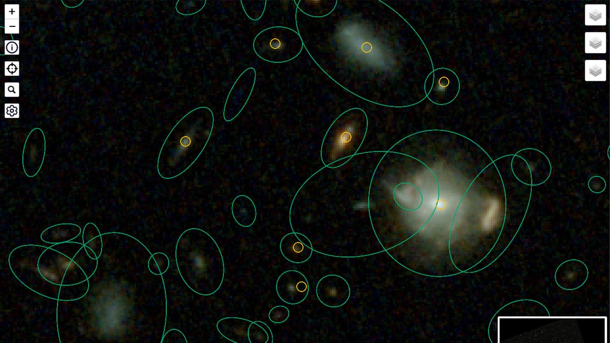 A screenshot of an interactive space map with points of interest outlined