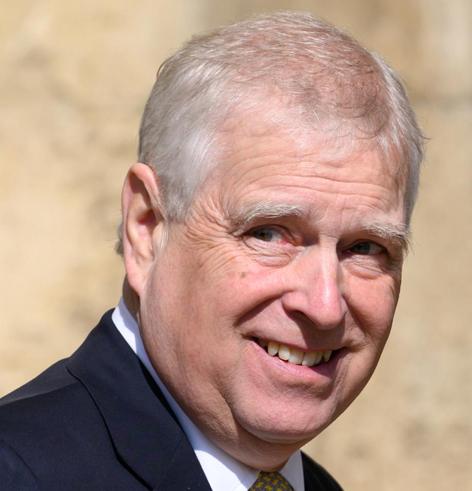 Prince Andrew wearing a suit and smiling on Easter Sunday 2025.