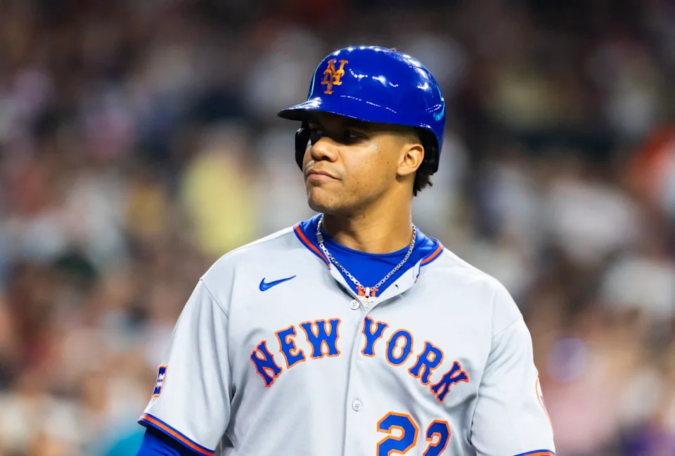 New York Mets outfielder Juan Soto (22)© Mark J&period; Rebilas-Imagn Images
