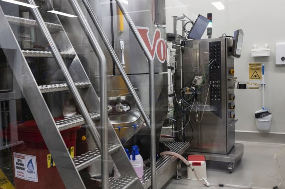 Meat cells are replicated in huge fermentation tanks at the Vow lab-grown “meat brewery” in Alexandria, Sydney.
