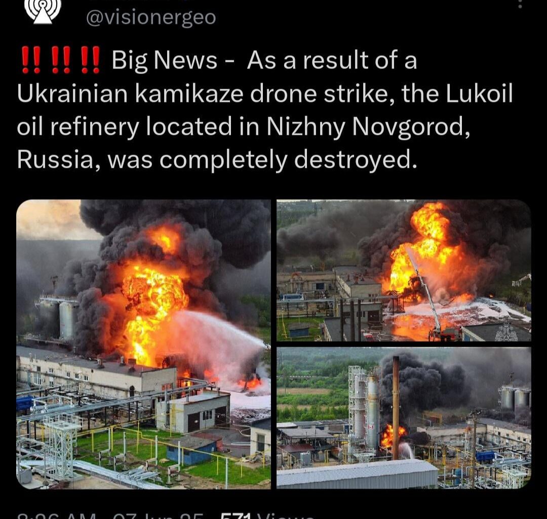 Another oil refinery is lit up and Russias money drys up with it.