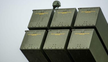 NASAMS, ground-based air defense system, pointing to the sky in Ukraine during the counteroffensive Contributor: Michele Ursi / Alamy Stock Photo