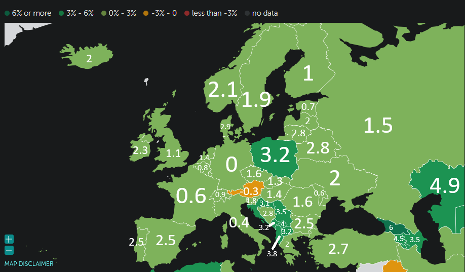Prognostiziertes reales BIP-Wachstum in Europa im Jahr 2025 (IWF)