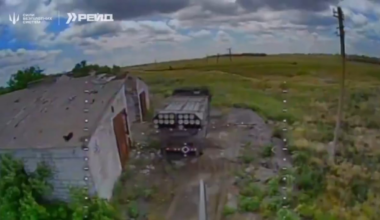 Spectacular destruction of a rare fully loaded North Korean M1991 MLRS. A rocket goes straight through the cab. (Part 1).