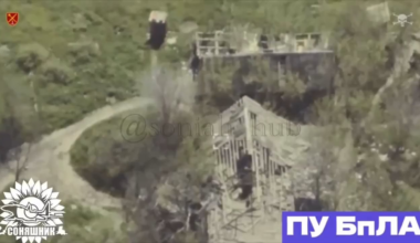 Drone footage of a Ukrainian MiG-29 striking a Russian position with 3 GBU-39 bombs. Hrozove, Zaporizhzhia Oblast.