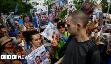 Families of missing Ukrainians gather as prisoner exchange begins