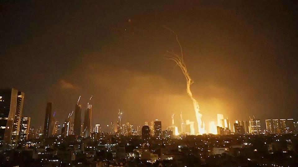 PHOTO: A large flash is seen in Tel Aviv, Israel, June 13, 2025. (ABC News)