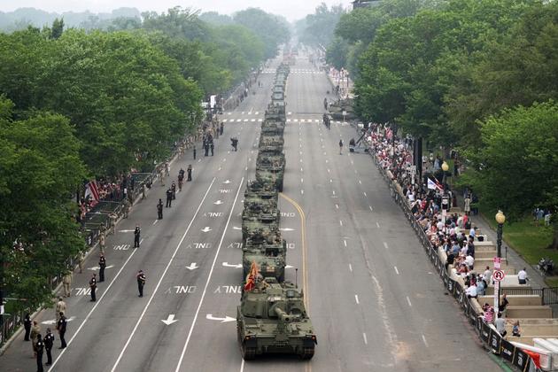 Tanks paraded during the celebration of the 250th anniversary of the US Army, which coincided with the 79th birthday of President Donald Trump, in Washington, DC, on June 14, 2025.