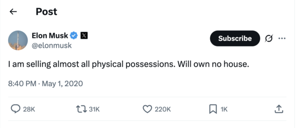 Elon Musk's X post