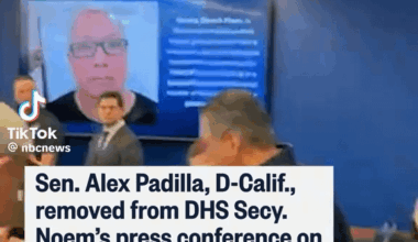 California Sen. Alex Padilla was forcibly removed from a news conference in Los Angeles and detained after trying to question Homeland Security Secretary Kristi Noem. 😡🤬🤬🤬🤬🤬🤬🤬