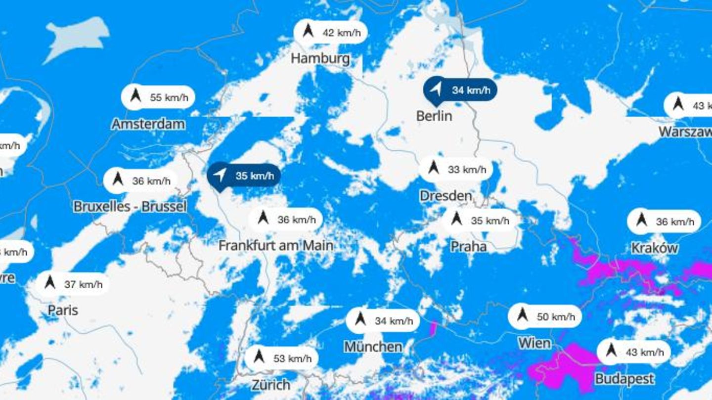 Unwetter: Eine Wetterkarte