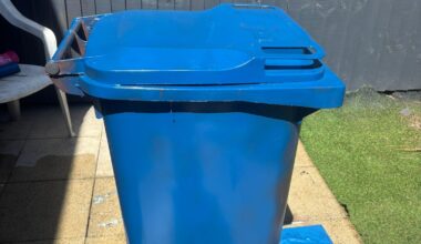 My girlfriend had her blue bin nicked, so painted her brown bin blue, as the brown one wasn't used much... I'm keen to see if the bin men empty it like normal