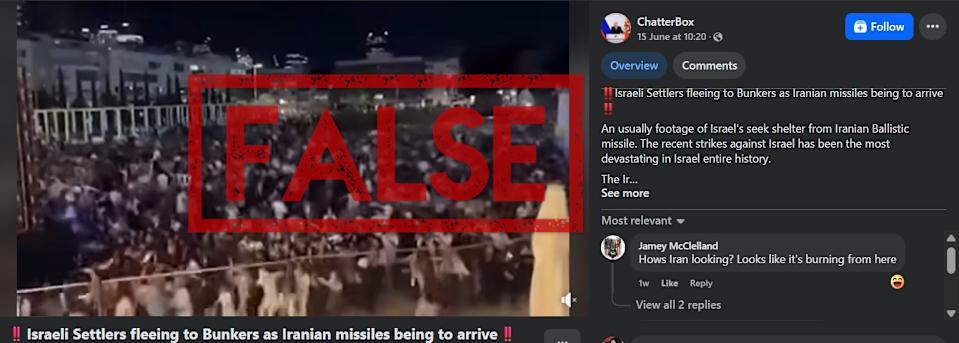 <span>Screenshot of the false Facebook post, taken on June 24, 2025</span>