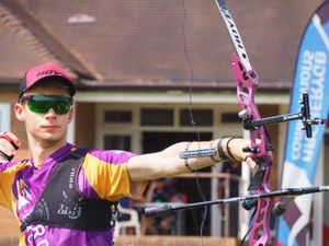 Lewis competing to Bronze at the 2024 Youth Fest at Lilleshall Sports Centre. Picture: Archery GB