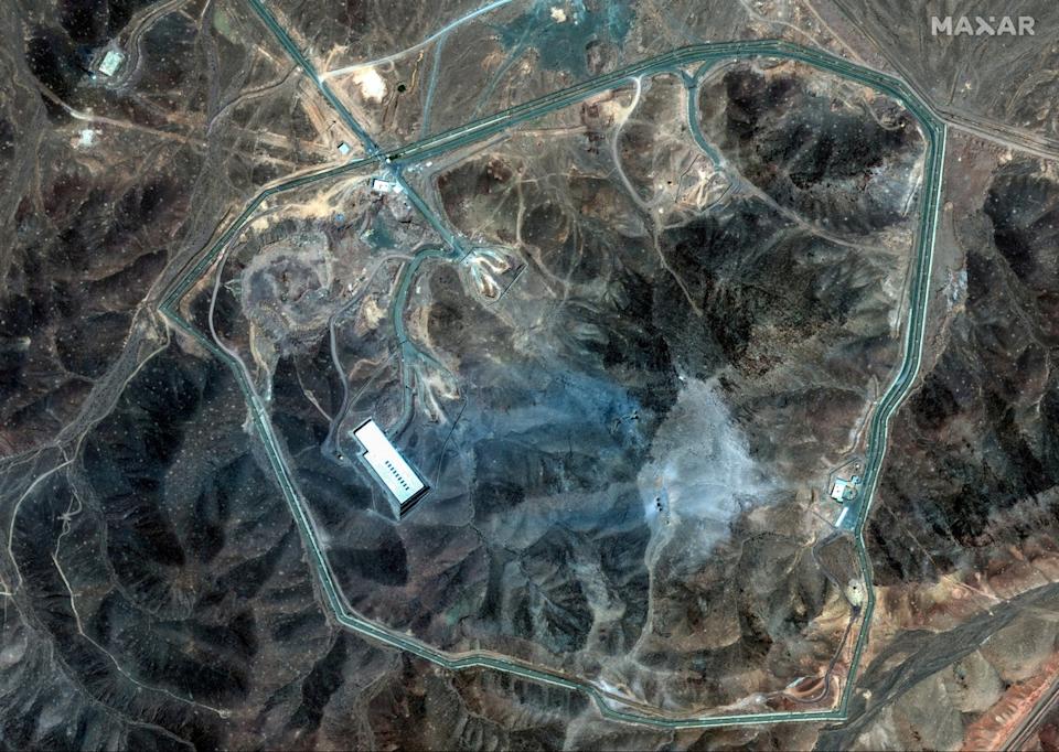 An aerial view of Iran’s Fordow nuclear site after the US carried out airstrikes on Sunday morning (Reuters)