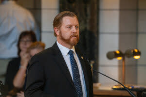 State Sen. John Cavanaugh of Omaha. Jan. 8, 2025. (Zach Wendling/Nebraska Examiner)