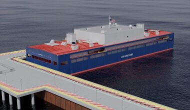 Illustration of a floating nuclear-powered data center barge