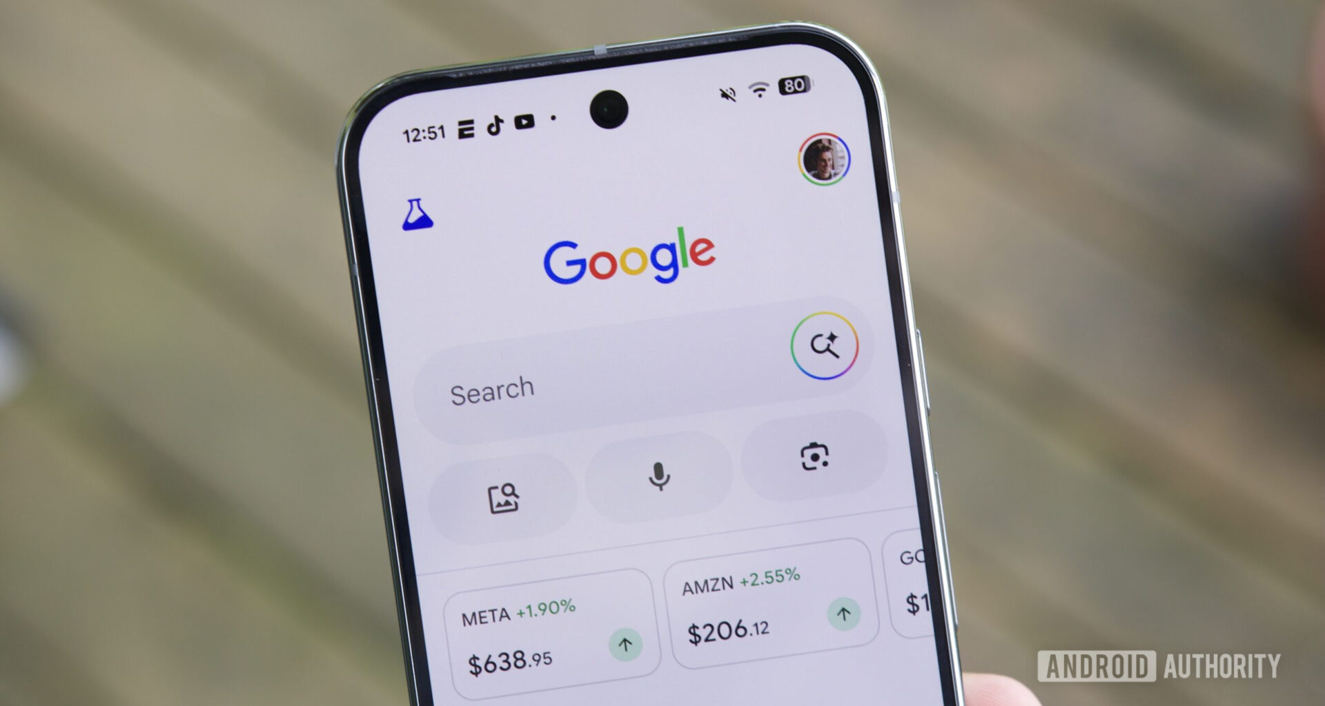 The Google app, showing the AI Mode button.