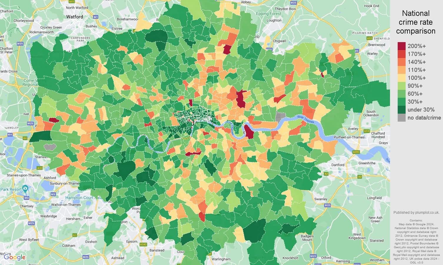 London’s Violent Crime Rate Compared To The UK National Average